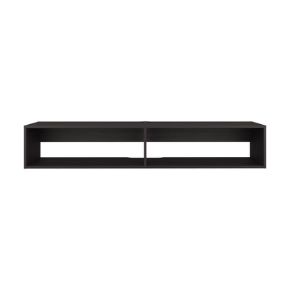 59" Dark Walnut Floating TV Stand with Storage Shelves for Living Room