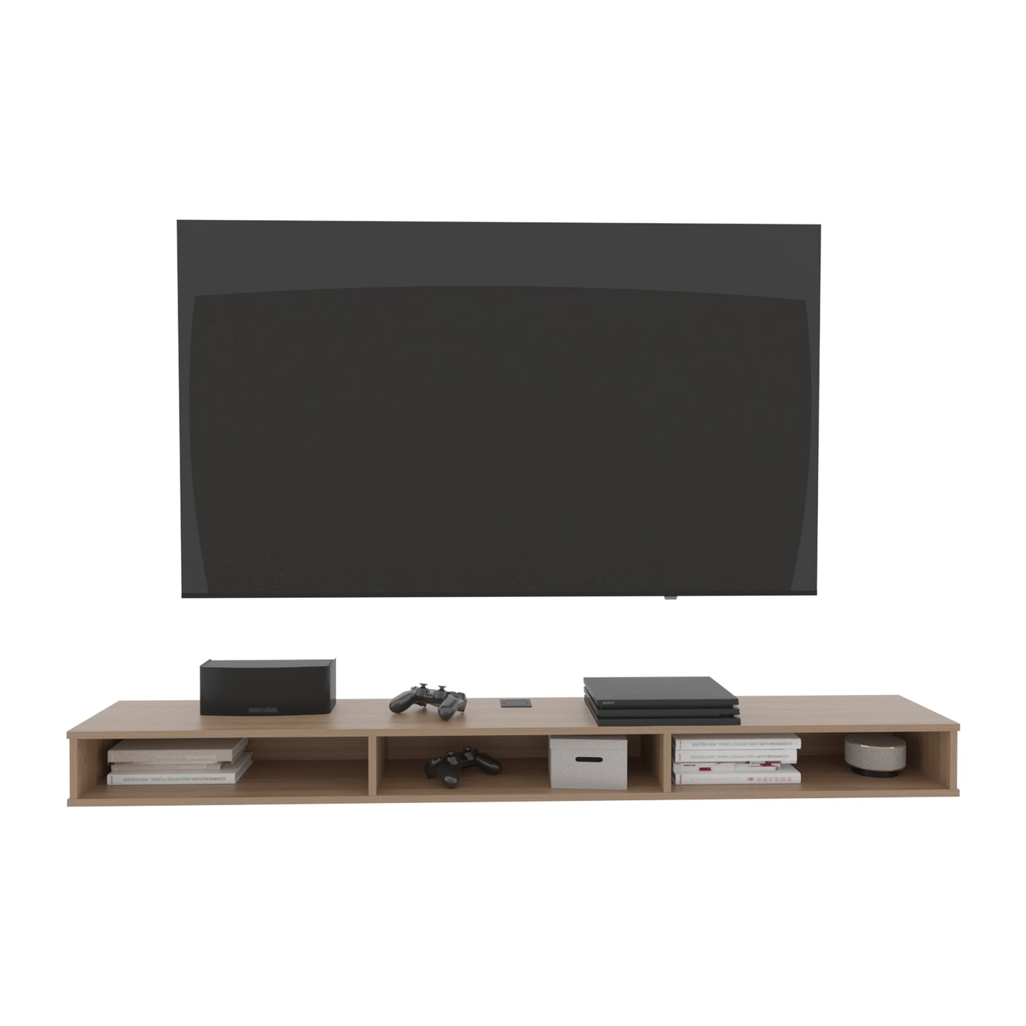 71" Wide Floating TV Stand - Oak Media Console