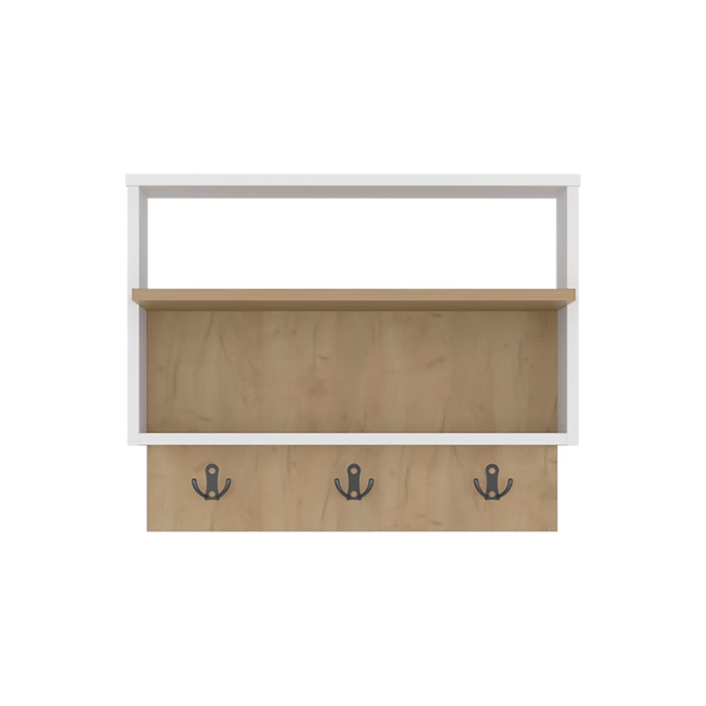 White + Light Oak Console Table - 9.6' Slim Storage
