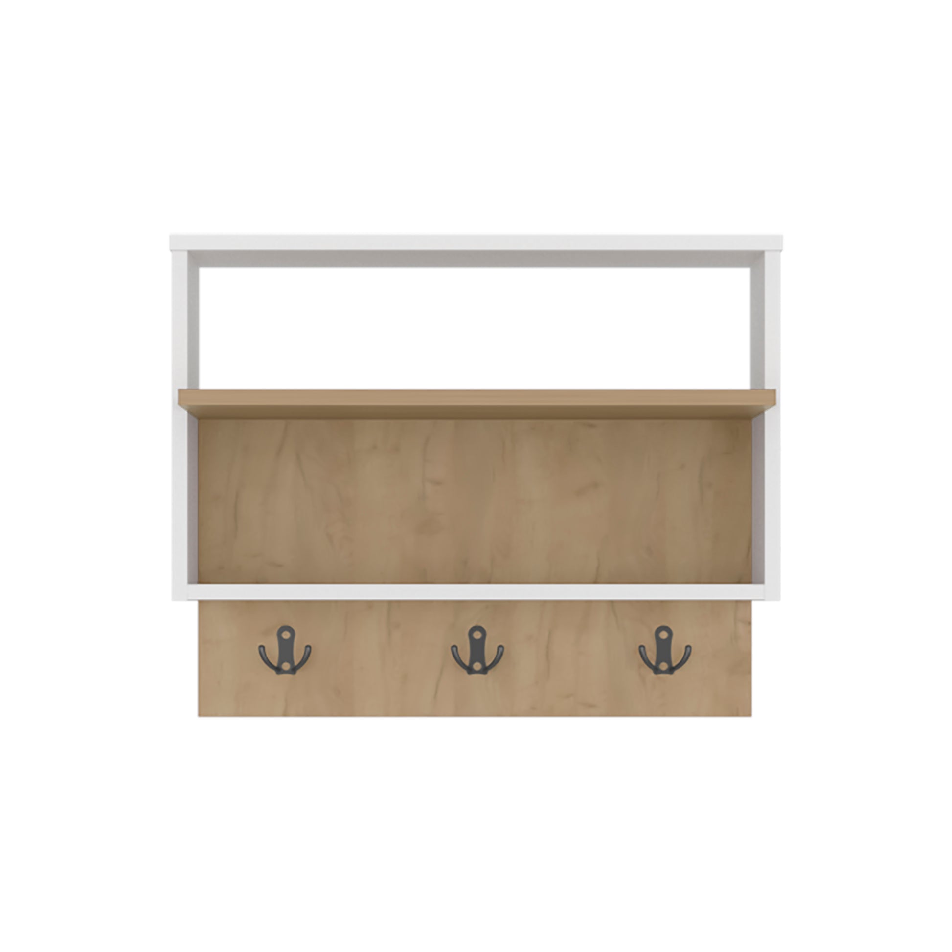 White + Light Oak Console Table - 9.6' Slim Storage