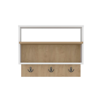 White + Light Oak Console Table - 9.6' Slim Storage