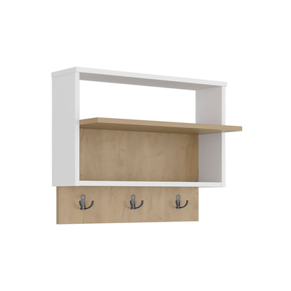 White + Light Oak Console Table - 9.6' Slim Storage