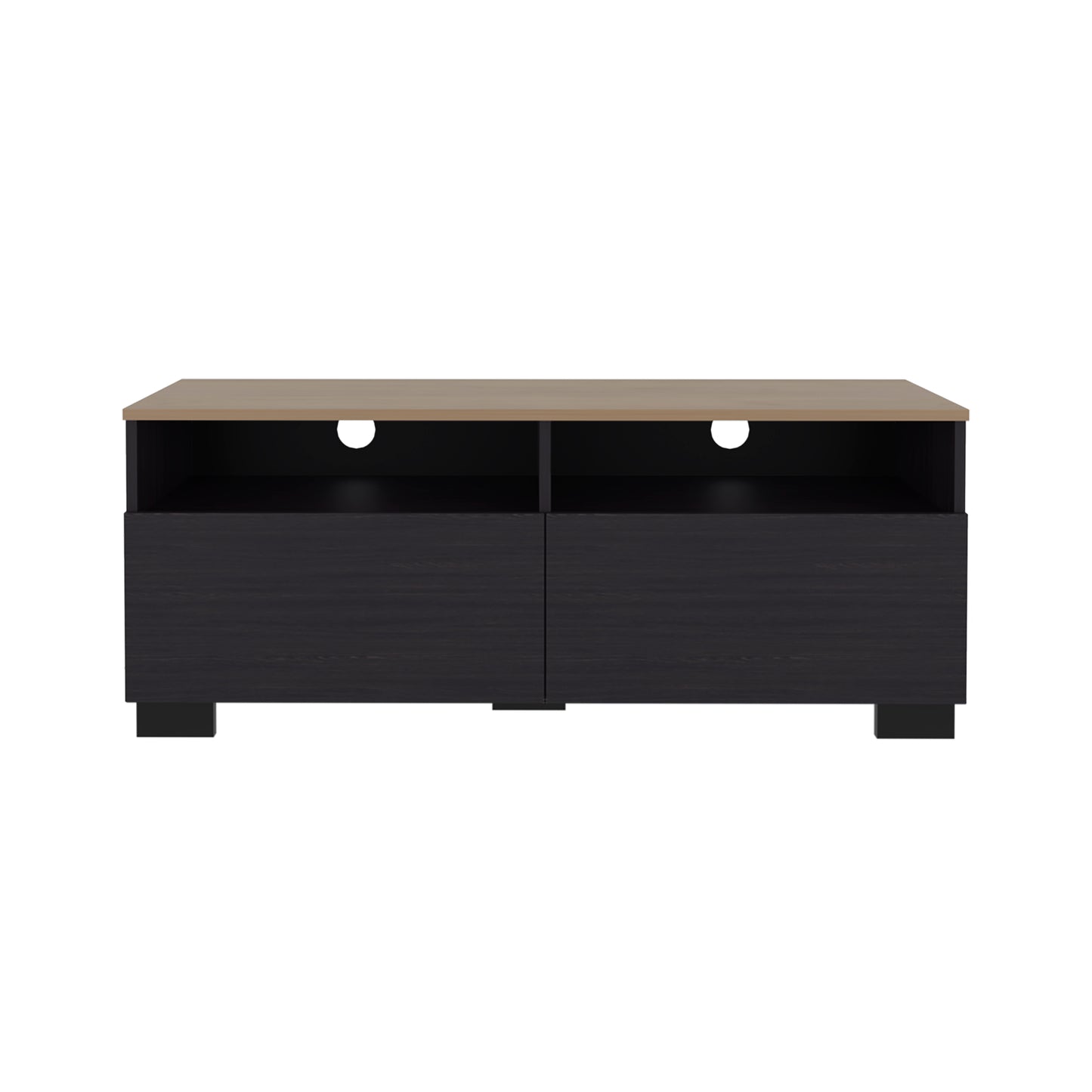 Black Modern TV Stand – 17.7" Low Profile Media Console for Living Room