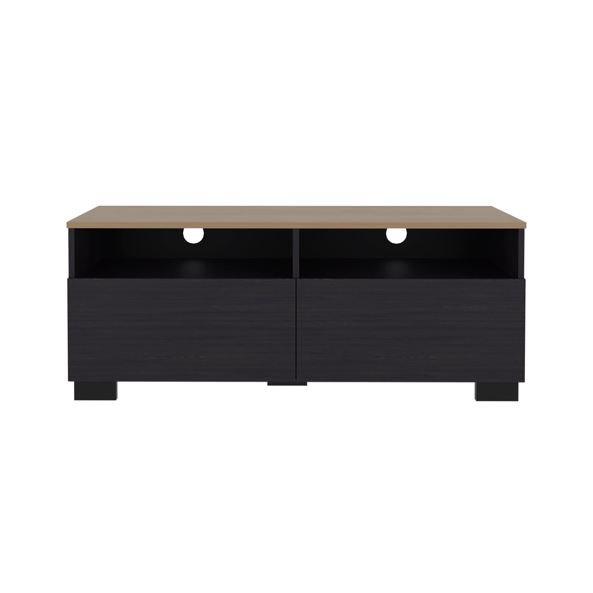 Black Modern TV Stand – 17.7" Low Profile Media Console for Living Room