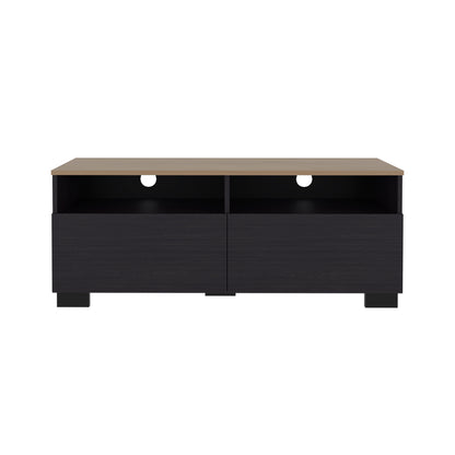 Black Modern TV Stand – 17.7" Low Profile Media Console for Living Room