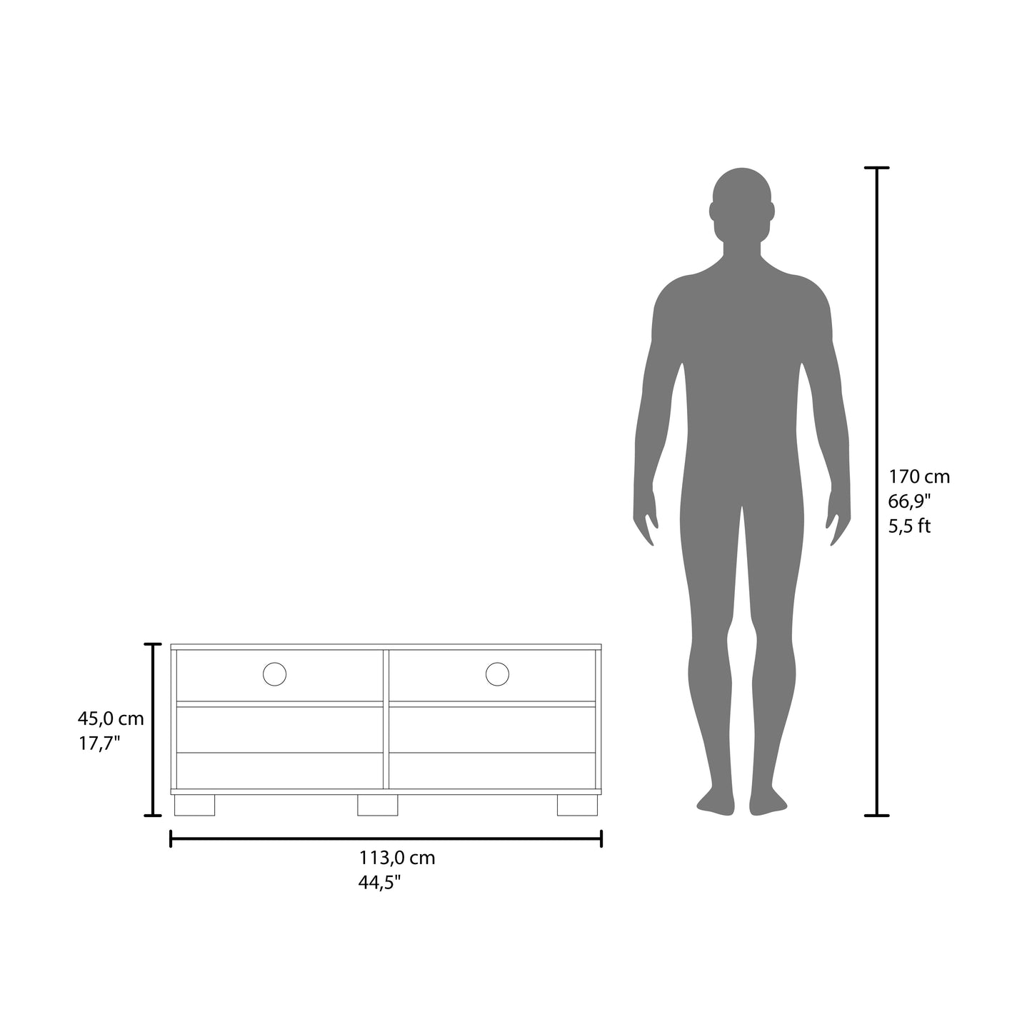 Black Modern TV Stand – 17.7" Low Profile Media Console for Living Room