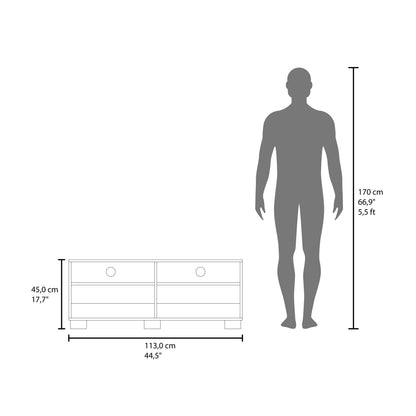 Black Modern TV Stand – 17.7" Low Profile Media Console for Living Room