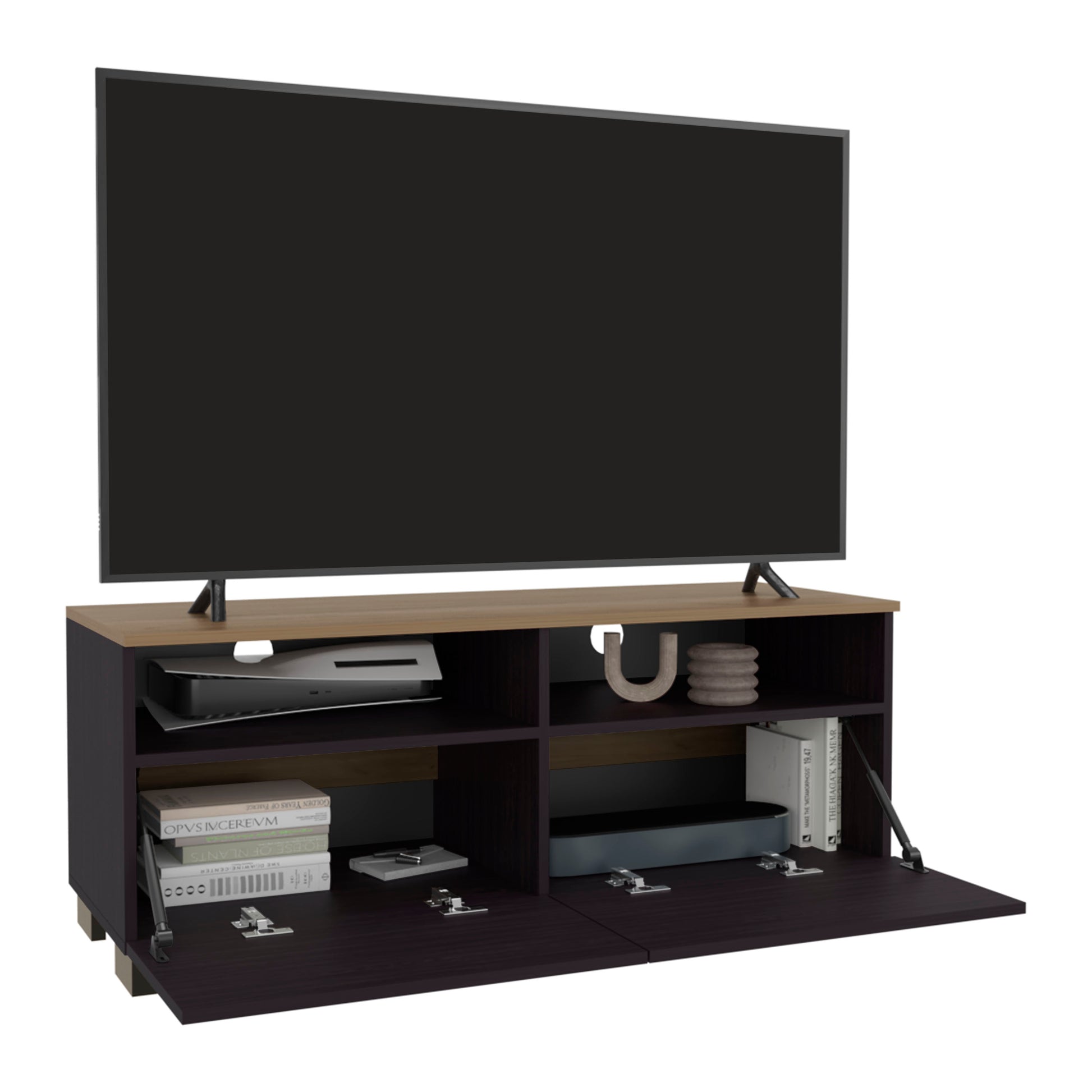 Black Modern TV Stand – 17.7" Low Profile Media Console for Living Room