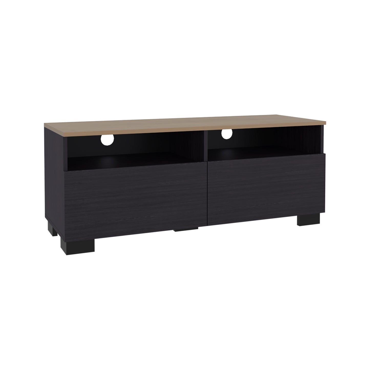 Black Modern TV Stand – 17.7" Low Profile Media Console for Living Room