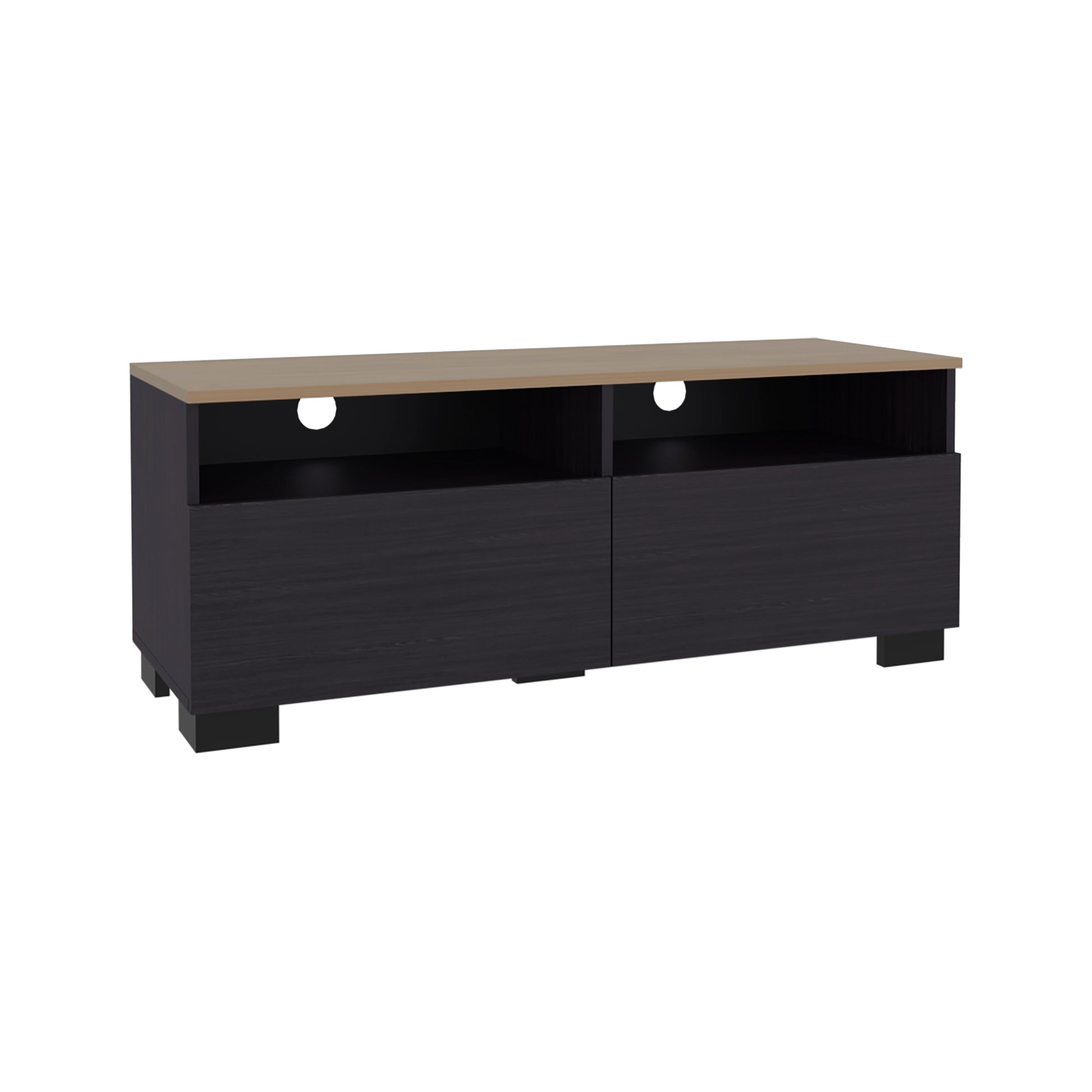 Black Modern TV Stand – 17.7" Low Profile Media Console for Living Room