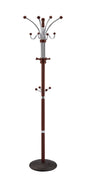 73" Tall Chrome and Wood Coat Rack, Cherry finish
