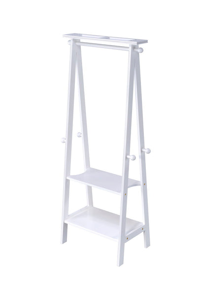 59" Tall Standing Garment / Coat Rack, White finish