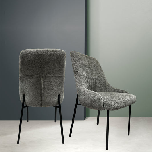 Upholstery Boucle Fabric Dining Side Chair Set of 2, Grey
