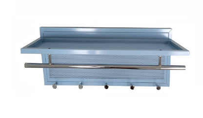 Blue Metal Coat Rack with Shelf - Wall Mounted for Living Room