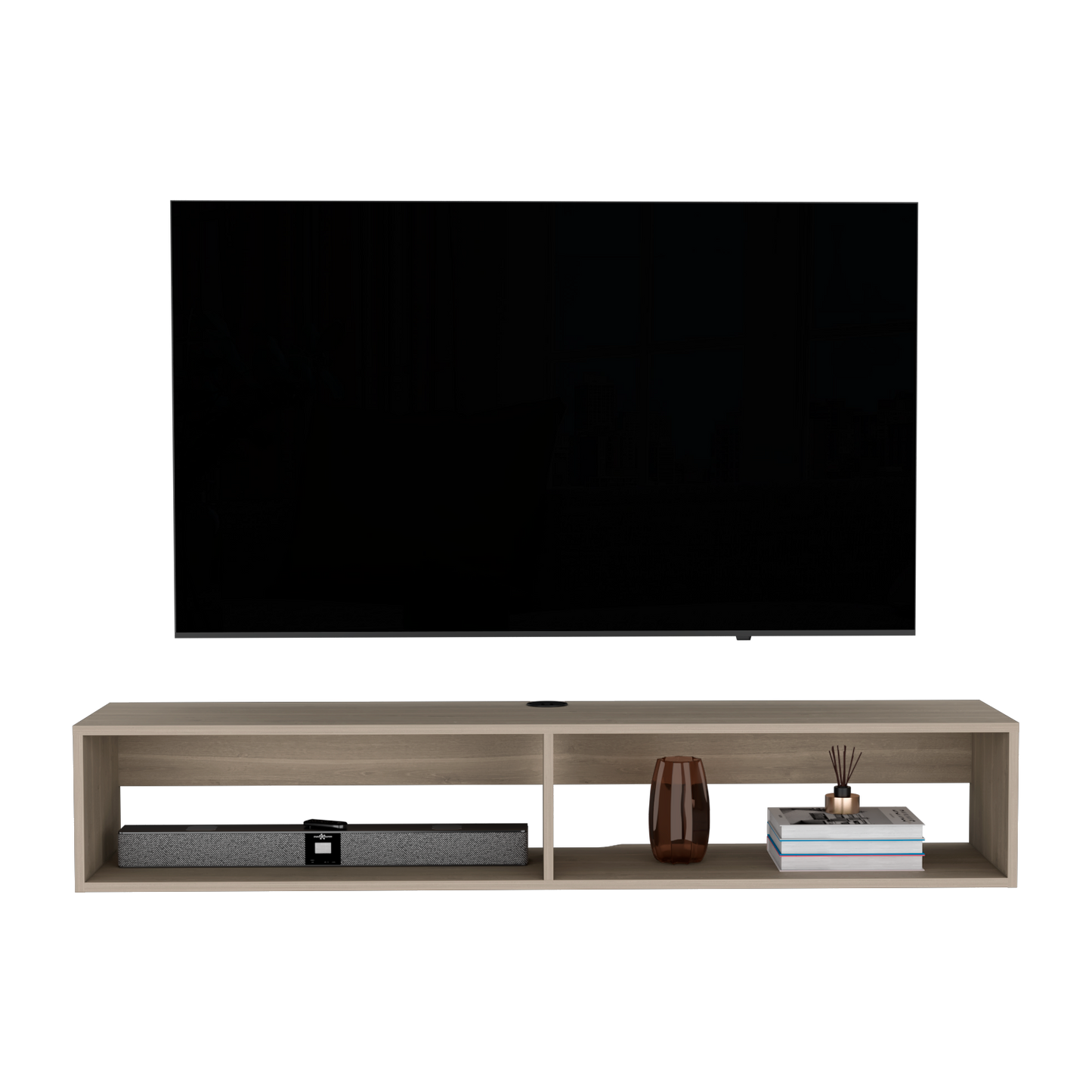 Floating TV Stand - White Oak, 60-69 Inch TVs for Living Room