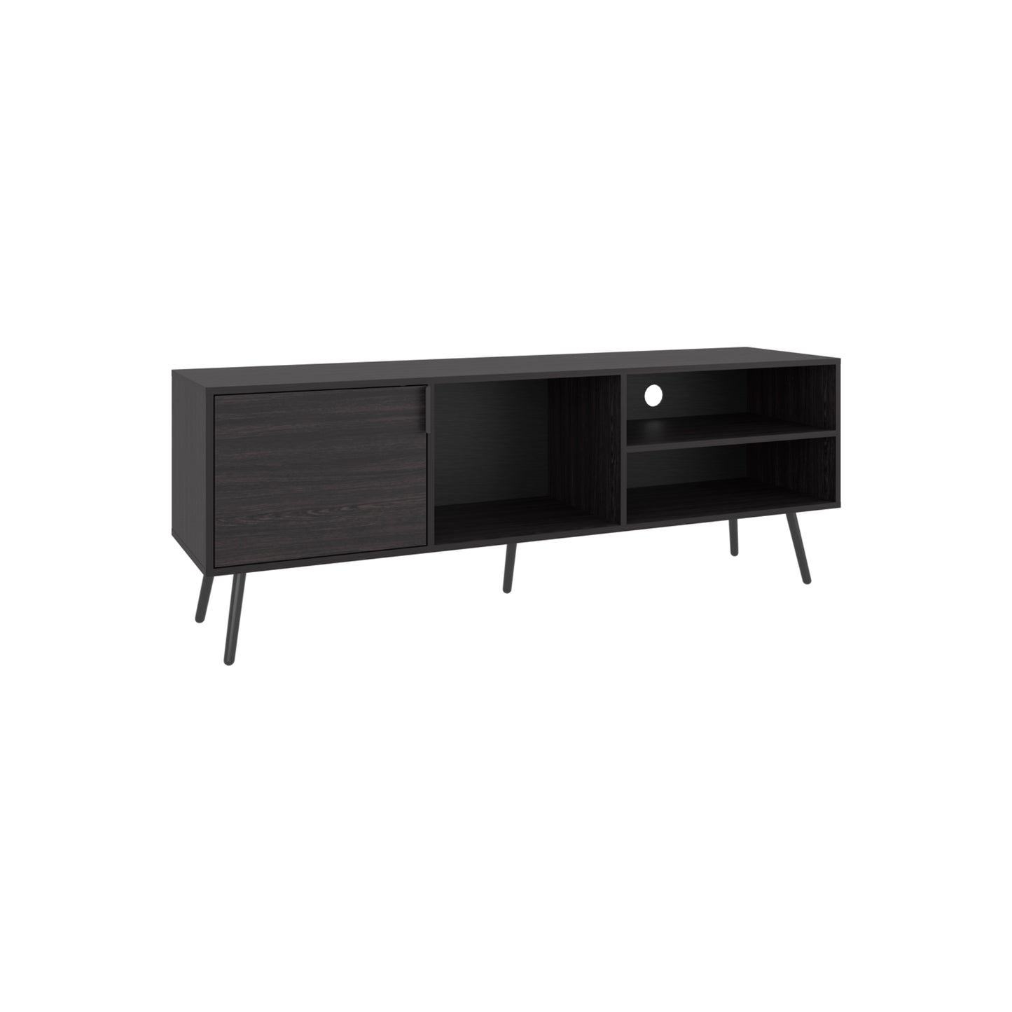 65-Inch Black Modern TV Stand with Storage