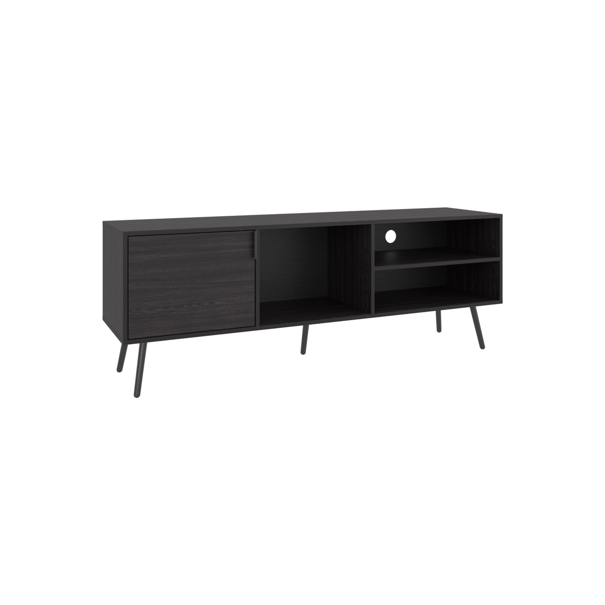 65-Inch Black Modern TV Stand with Storage