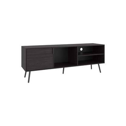 65-Inch Black Modern TV Stand with Storage