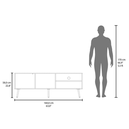 65-Inch Black Modern TV Stand with Storage