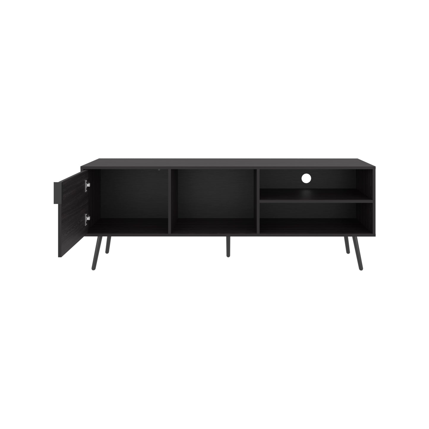 65-Inch Black Modern TV Stand with Storage