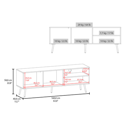 65-Inch Black Modern TV Stand with Storage