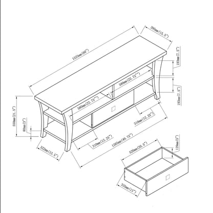 Espresso TV Stand with Storage Shelves 60-69 Inch TVs