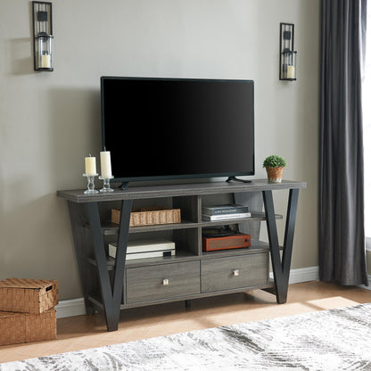 60-69 Inch TV Stand Grey Black Particle Board