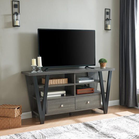 60-69 Inch TV Stand Grey Black Particle Board