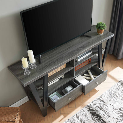 60-69 Inch TV Stand Grey Black Particle Board