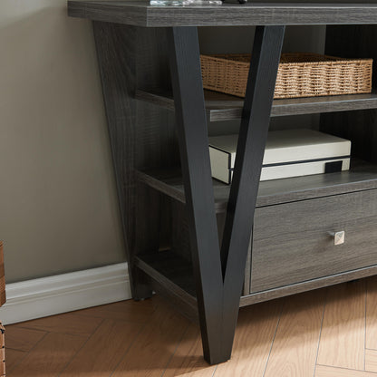 60-69 Inch TV Stand Grey Black Particle Board