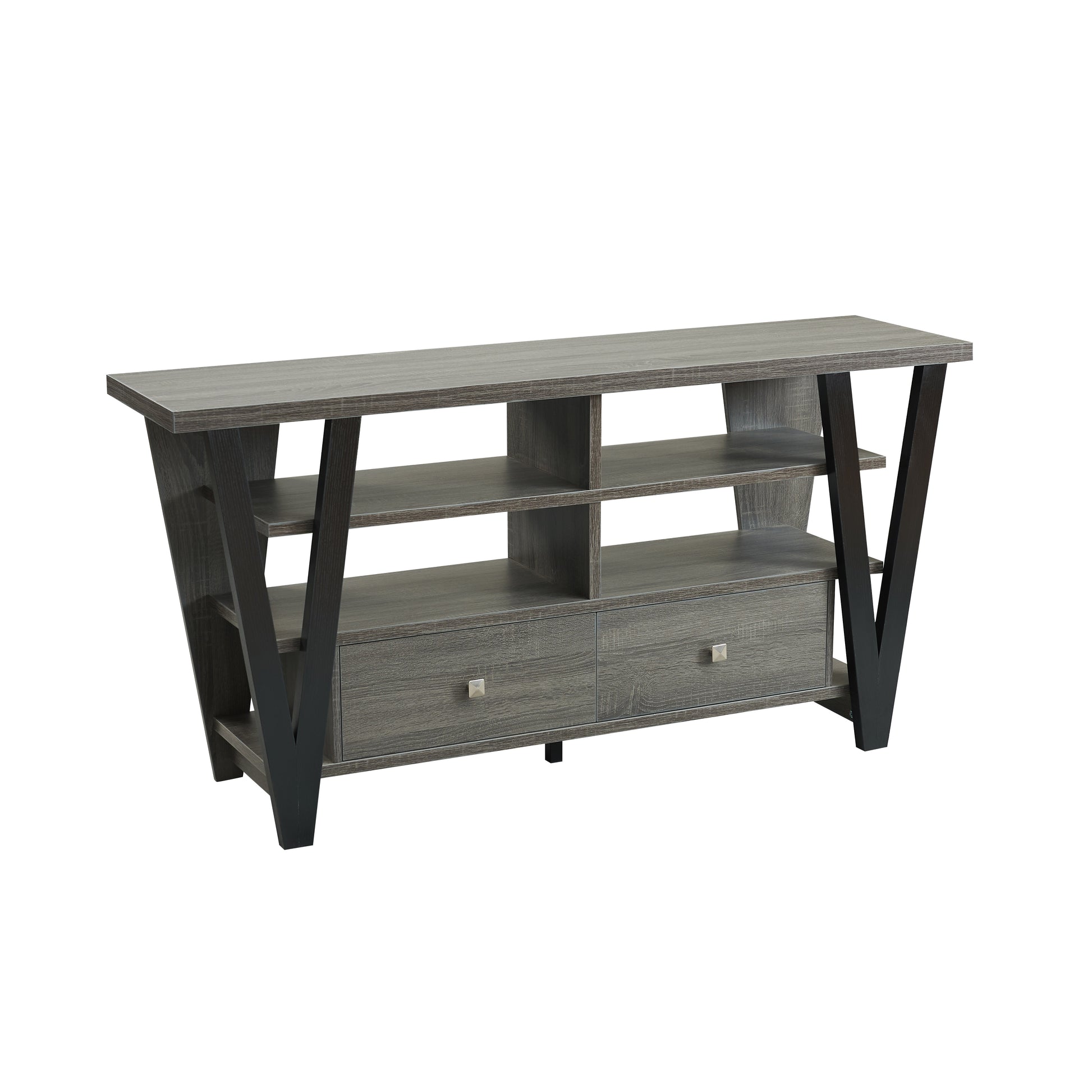60-69 Inch TV Stand Grey Black Particle Board