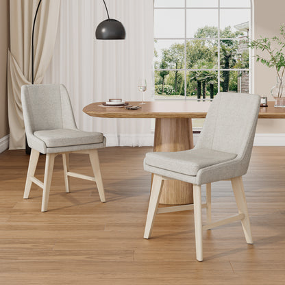 Linen Armless Dining Chairs - Set of 2 for Dining Room
