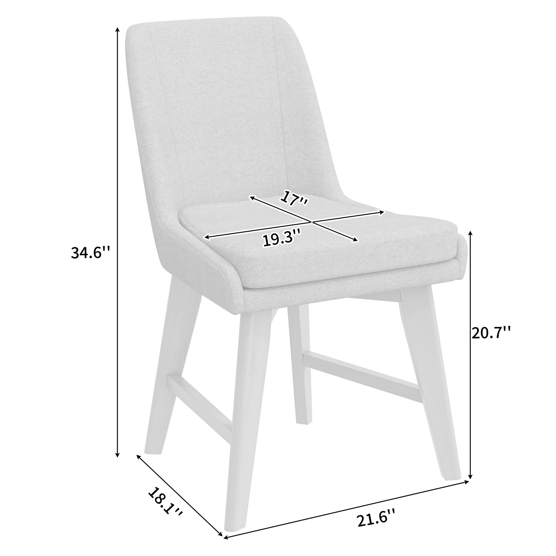 Linen Armless Dining Chairs - Set of 2 for Dining Room