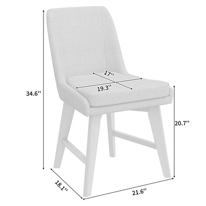 Linen Armless Dining Chairs - Set of 2 for Dining Room
