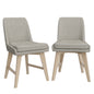 Studio Dining Chair in Linen with White Wash color Solid Wood Legs (set of 2)