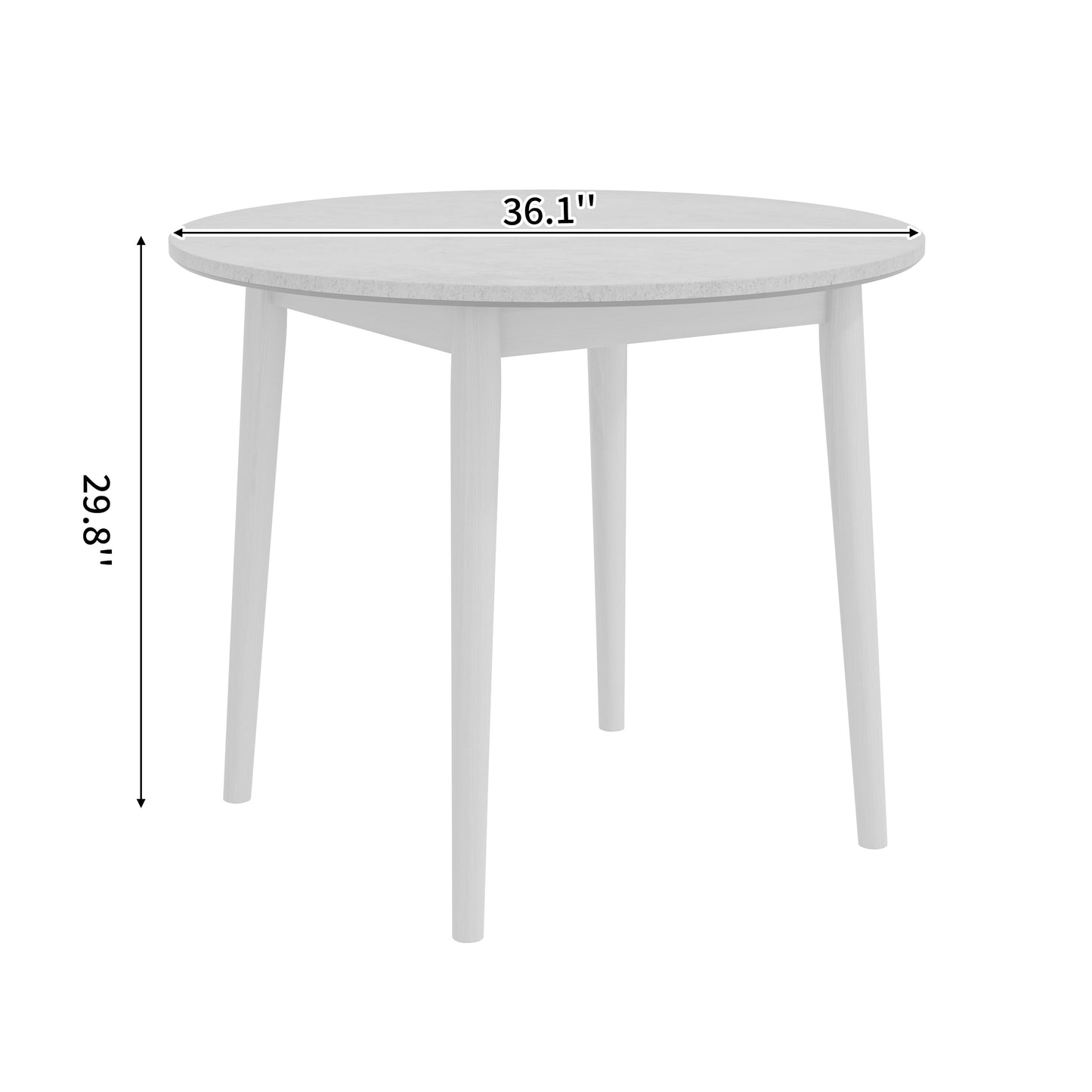 Cement Grey Round Dining Table - 36 Inch for Dining Room