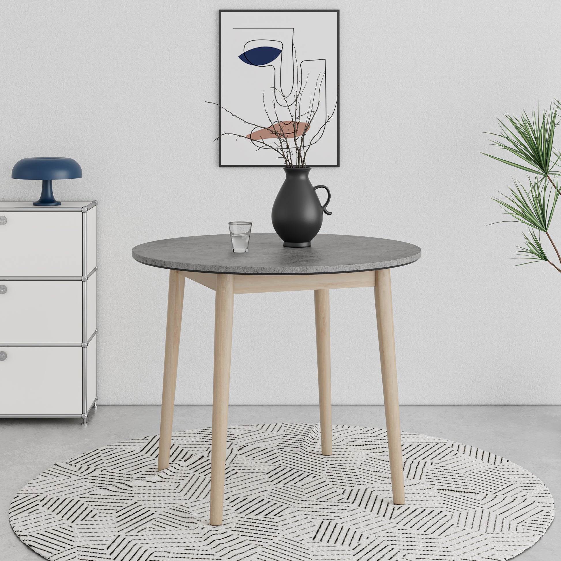 Studio Minimalist Dining Table with Smort Top in Solid Wood Legs