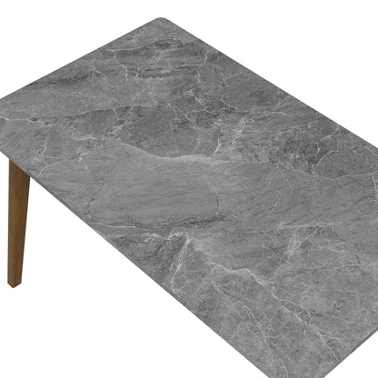 Portrush Dining Table - Black Fiberboard, Mid-Century Style for Dining Room