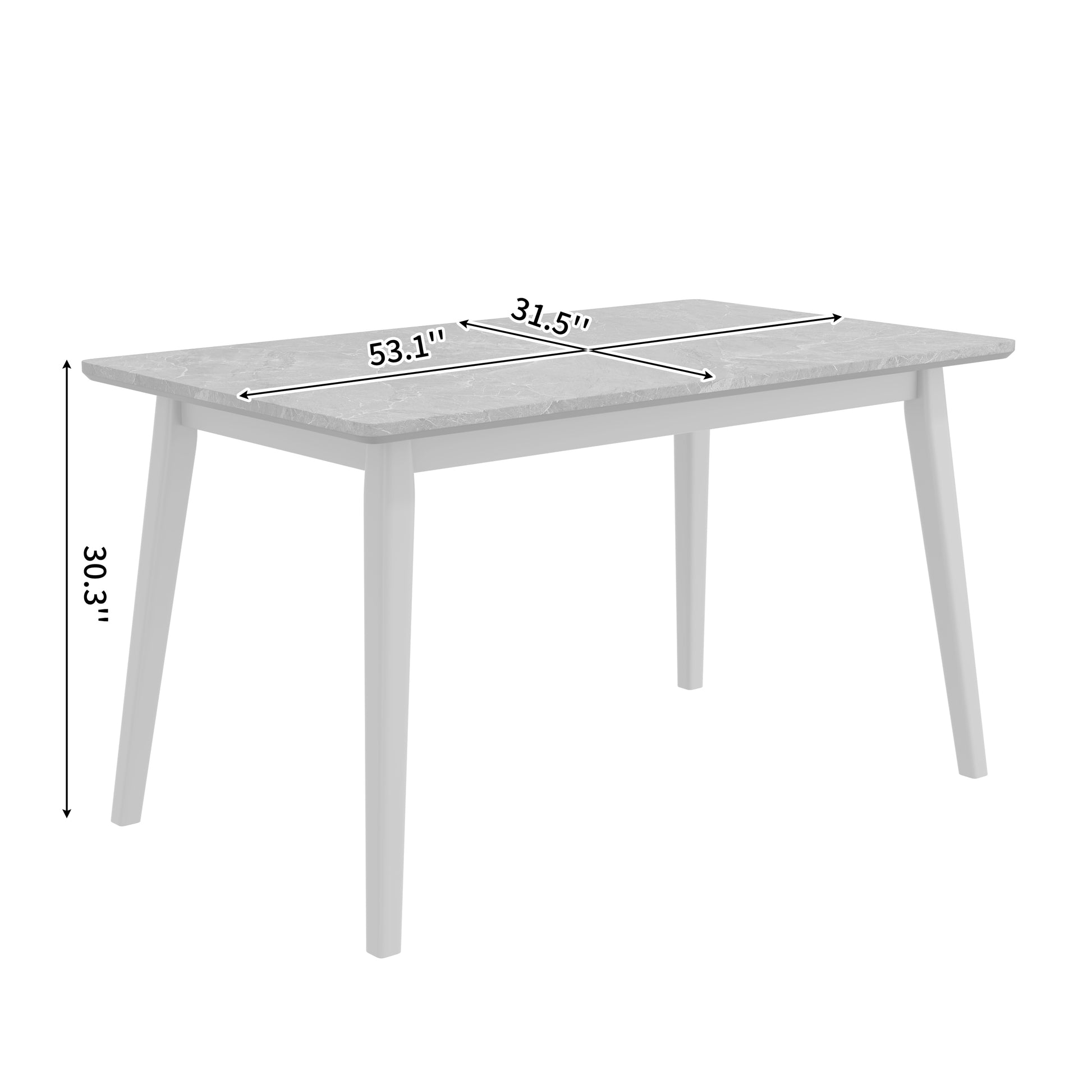 Portrush Dining Table - Black Fiberboard, Mid-Century Style for Dining Room
