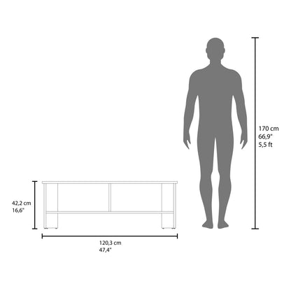 Small Multicolor TV Stand with Particle Board Shelves for Living Room