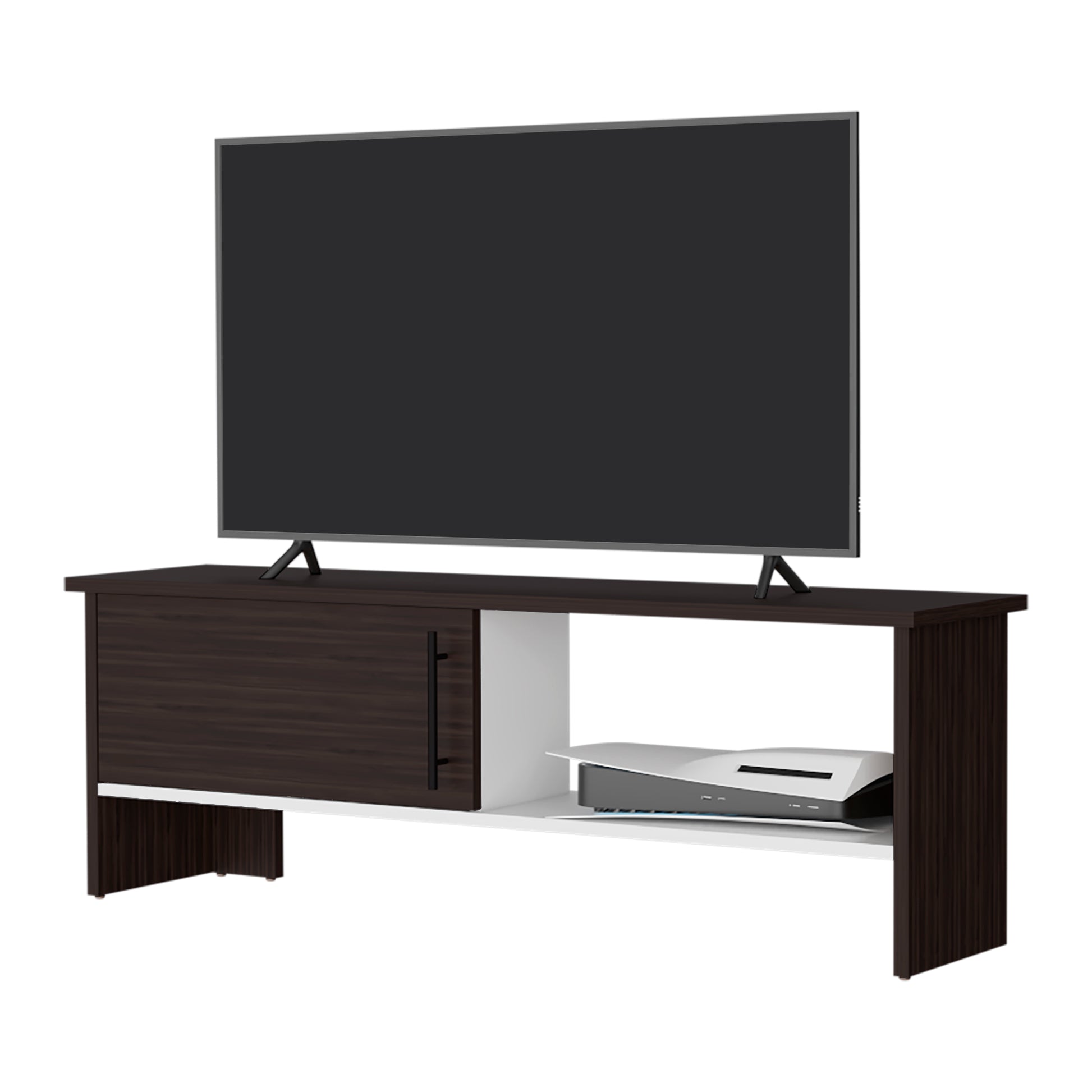Small Multicolor TV Stand with Particle Board Shelves for Living Room