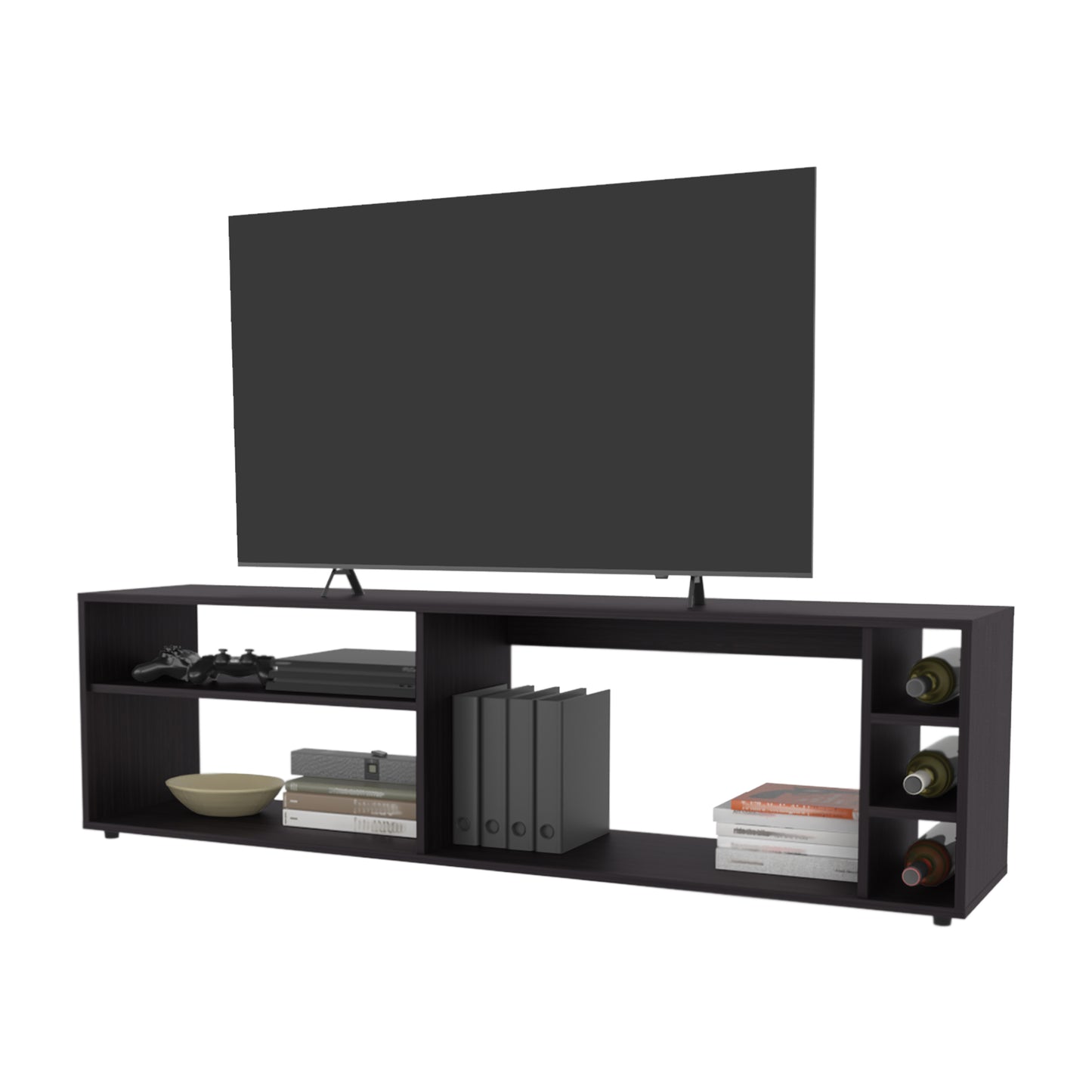 Wenge TV Stand with 70" Screen Storage, 63" Wide for Living Room