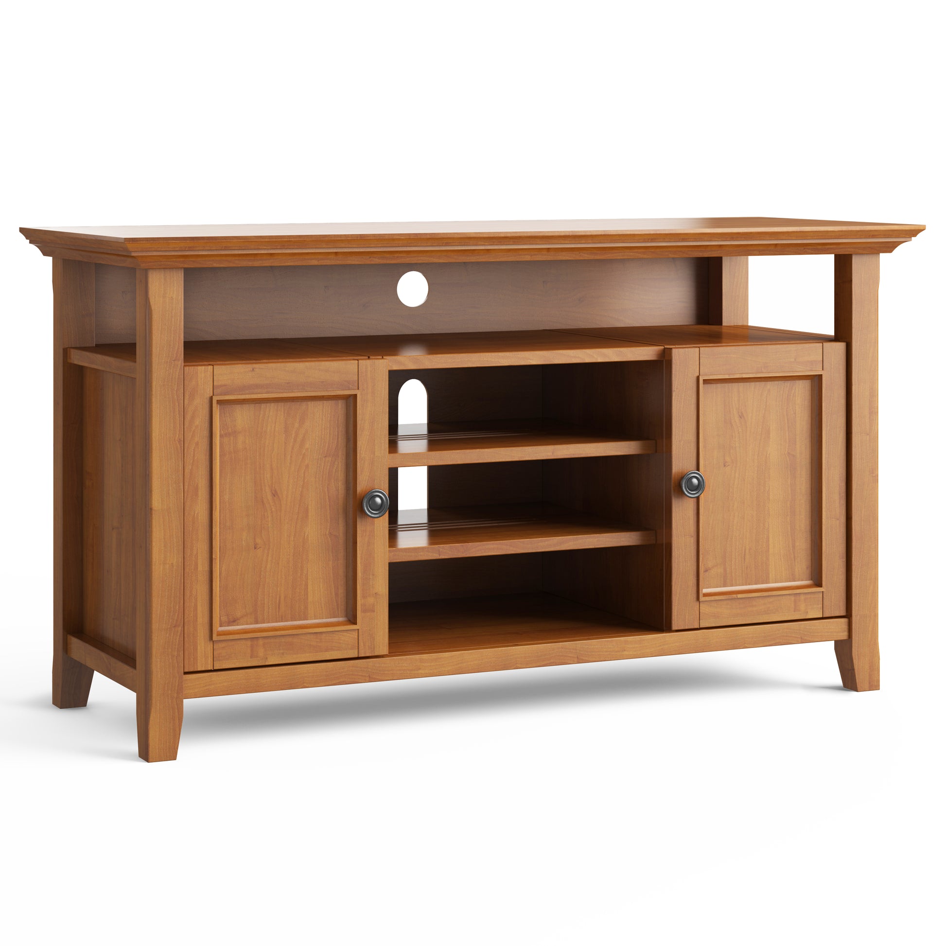 Amherst 54 inch Wide Solid Wood TV Stand in Light Golden Brown For TVs up to 60 inches