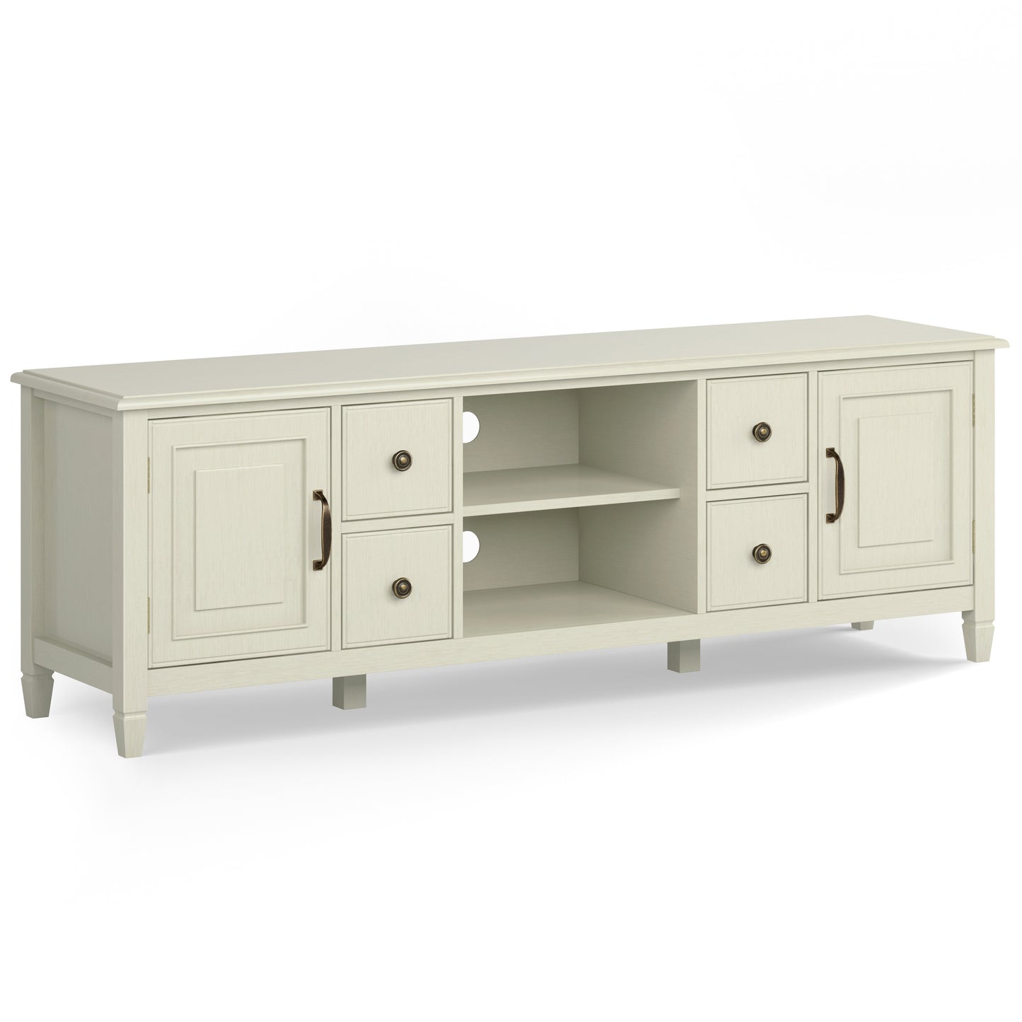 Connaught 72 inch Wide Solid Wood TV Stand in Antique White For TVs up to 80 inches