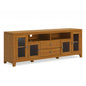 Cosmopolitan 72 inch Wide Solid Wood TV Stand in Light Golden Brown For TVs up to 80 inches