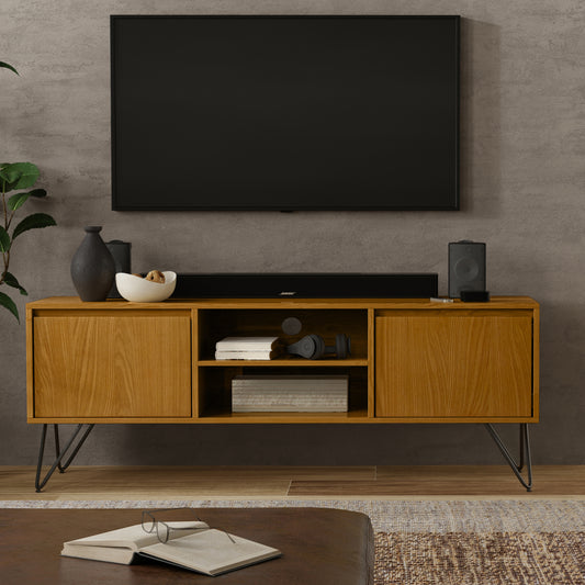 Hunter 60 inch Wide TV Stand in Oak Veneer For TVs up to 65 inches