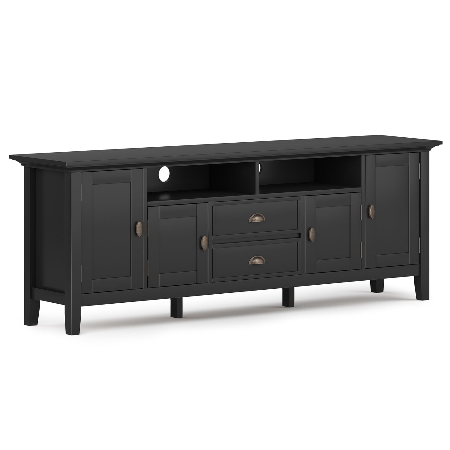 Redmond 72 inch Wide Solid Wood TV Stand in Black For TVs up to 80 inches