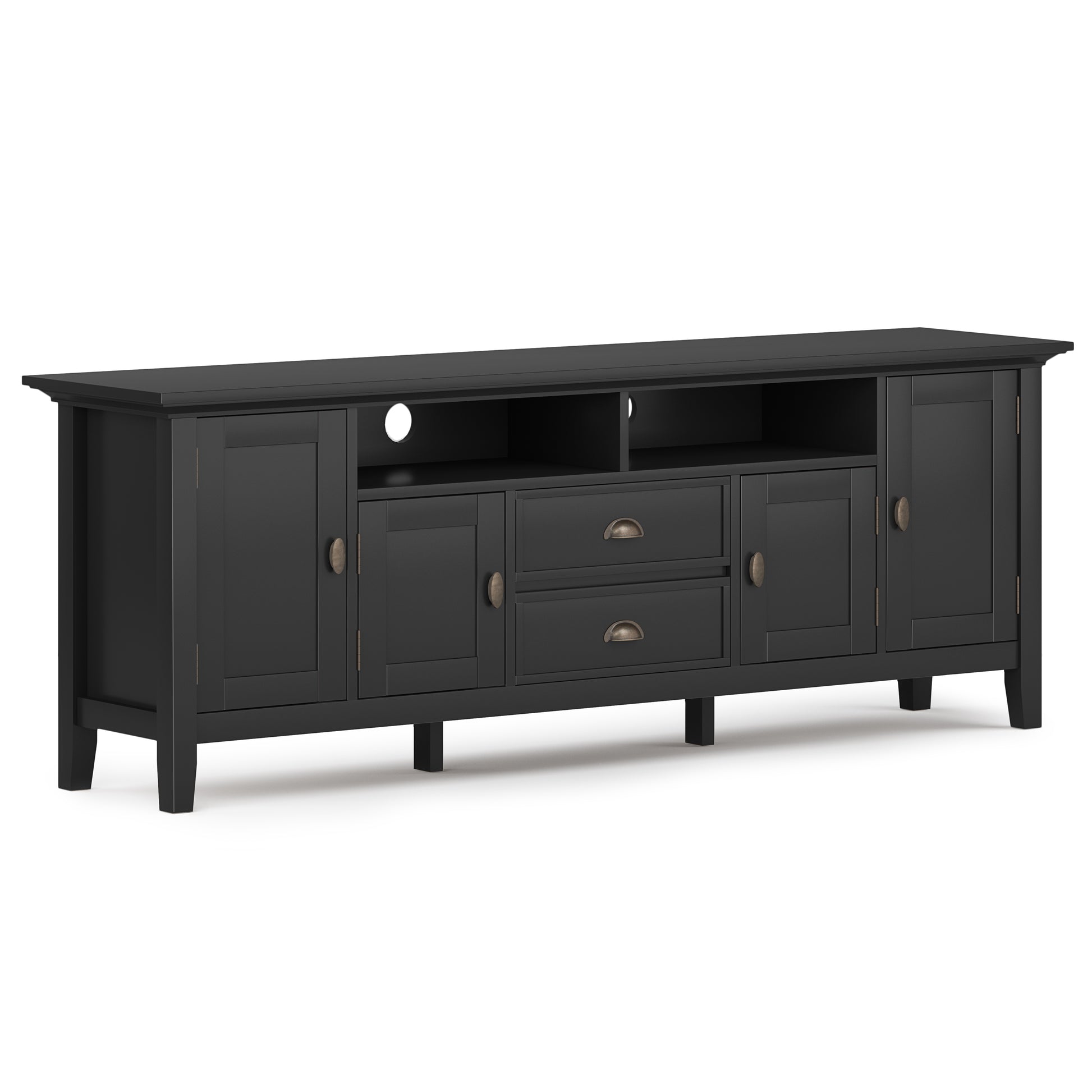 Redmond 72 inch Wide Solid Wood TV Stand in Black For TVs up to 80 inches