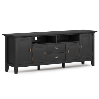 Redmond 72 inch Wide Solid Wood TV Stand in Black For TVs up to 80 inches