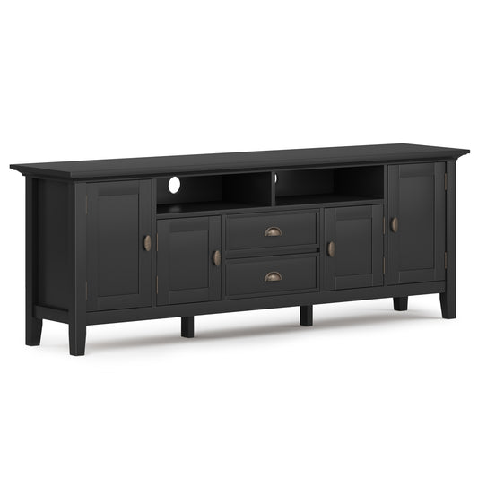 Redmond 72 inch Wide Solid Wood TV Stand in Black For TVs up to 80 inches